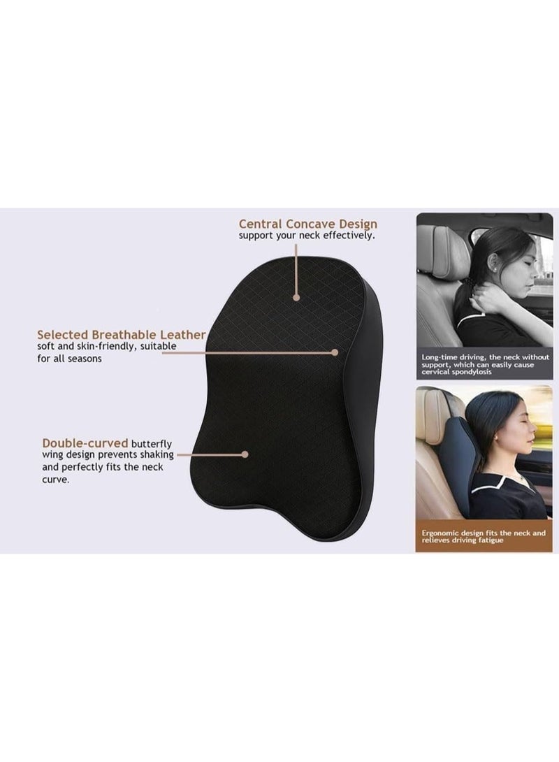Memory Foam Car Neck Rest Pillow Seat Cushion Neck Support Headrest Ergonomic Help Relieve Neck Pain for Driver Front Back Seat, Office Chair, Fit Most Vehicles (Black Pack of 2) - Image 2